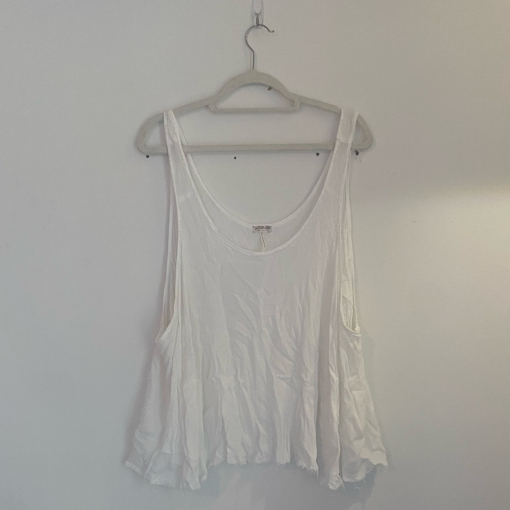 Sheer White Free People Scoop Neck Tank